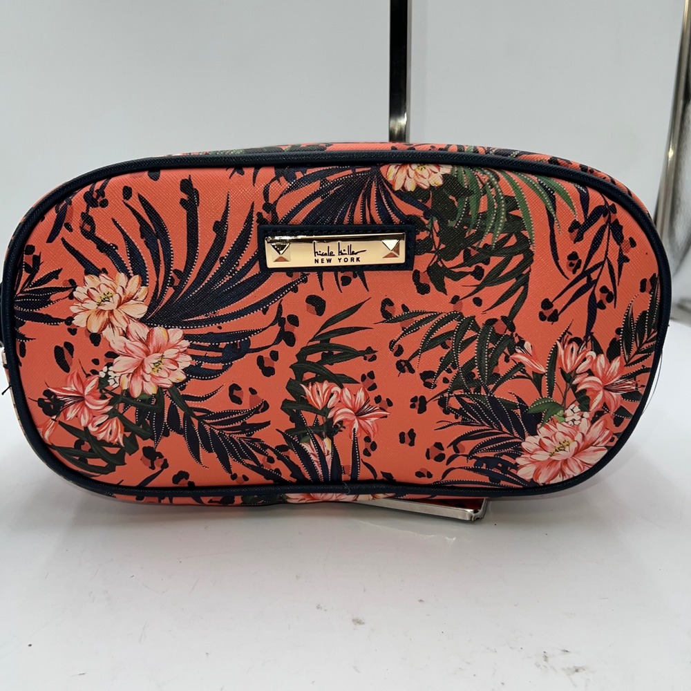 Nicole Miller New York Cosmetic Travel Bag Tropical Floral Print Makeup Pouch